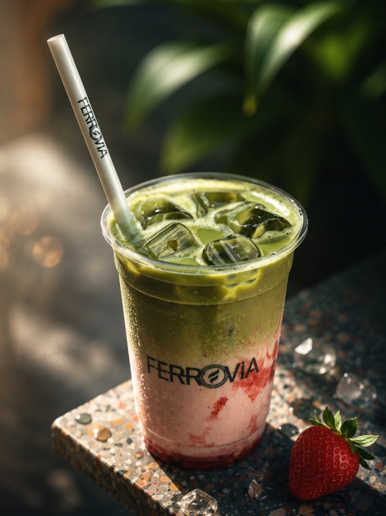 Ferrovia bardağında buzlu matcha